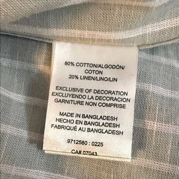 Men’s Linen Blend Striped Button-Up Shirt. Size L 80% cotton 20 % linen - Picture 8 of 10